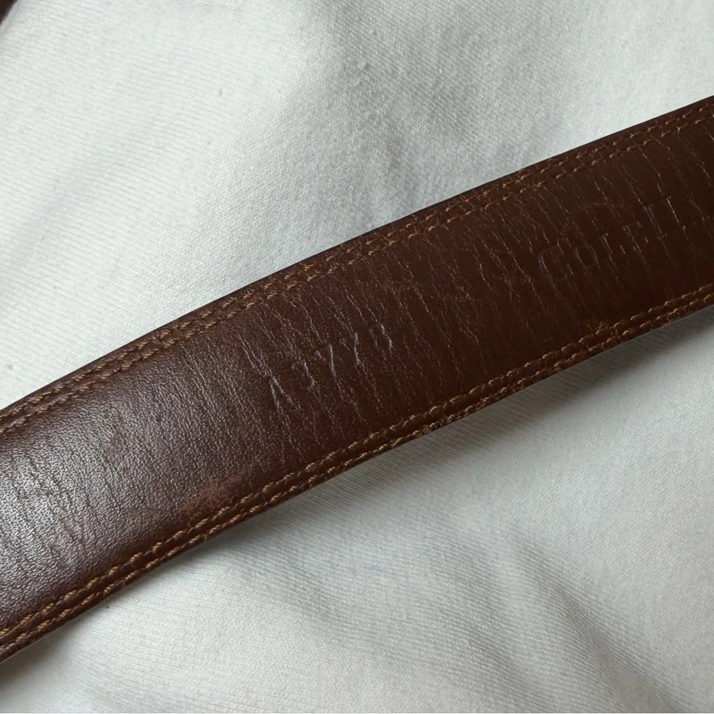 Men's Cole Haan Size 40 Genuine Black Leather Belt with Gold Buckle